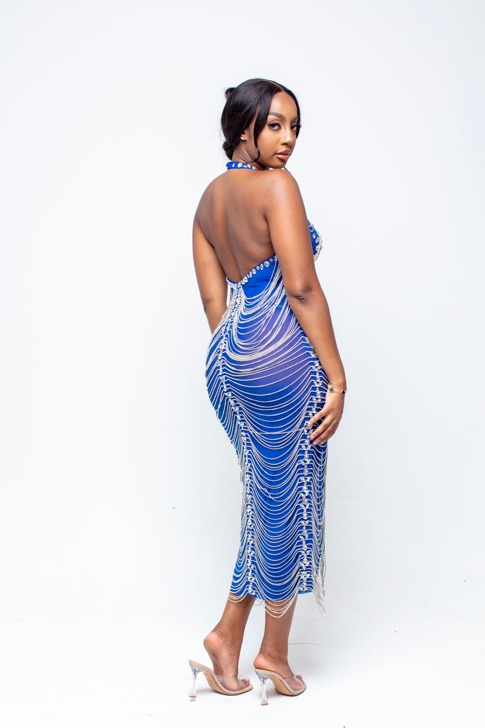 Dojah Diamond Midi Blue Dress