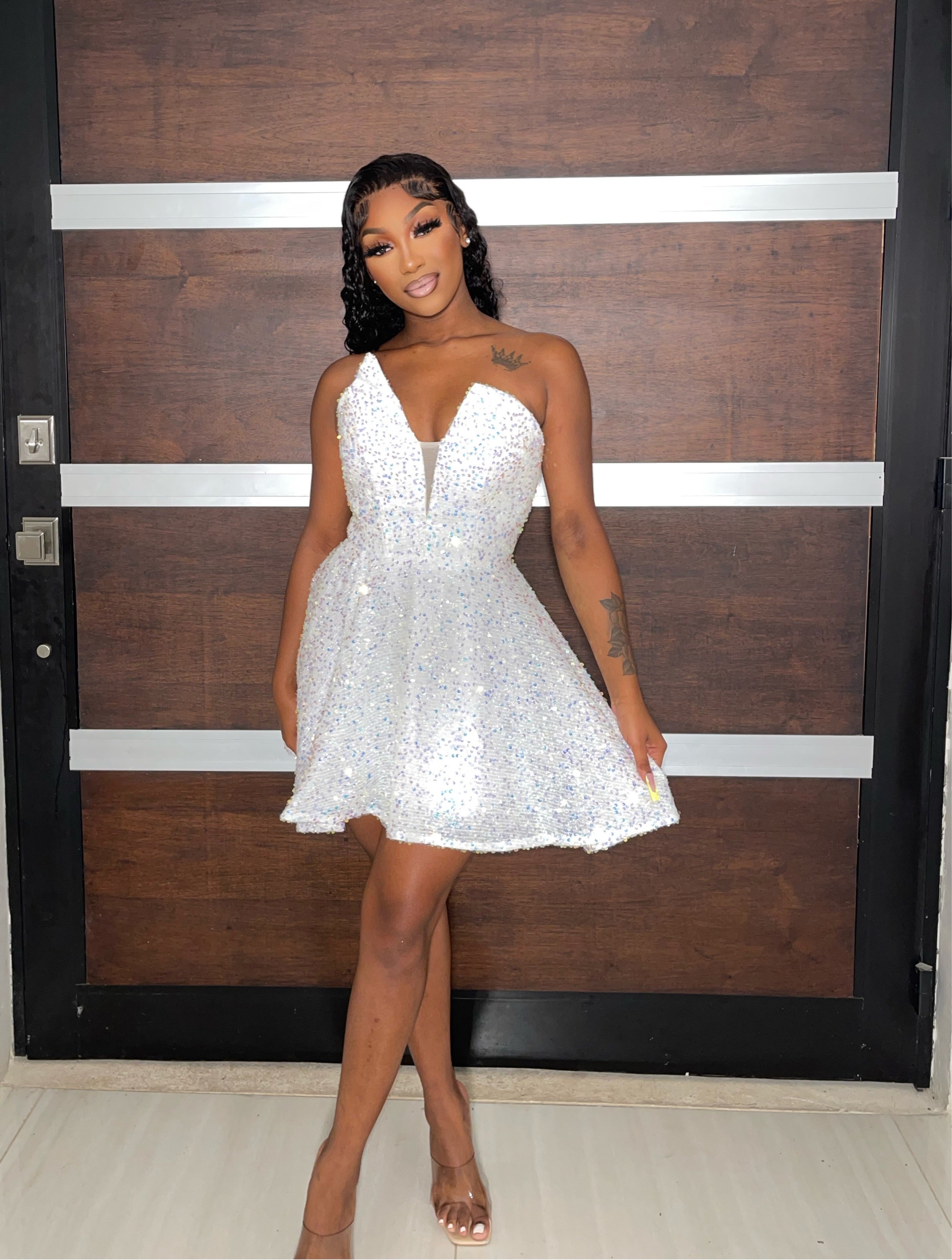 In Awe White Sequin Dress Pre-Order